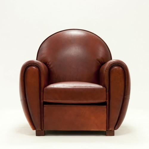 Fauteuil en cuir véritable marron naturel et structure en bois massif 176-Club