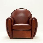 Fauteuil en cuir véritable marron naturel et structure en bois massif 176-Club