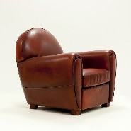 Fauteuil en cuir véritable marron naturel et structure en bois massif 176-Club