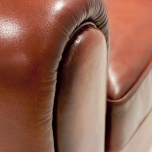 Fauteuil en cuir véritable marron naturel et structure en bois massif 176-Club