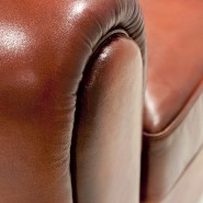 Fauteuil en cuir véritable marron naturel et structure en bois massif 176-Club