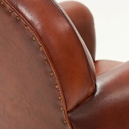 Fauteuil en cuir véritable marron naturel et structure en bois massif 176-Club