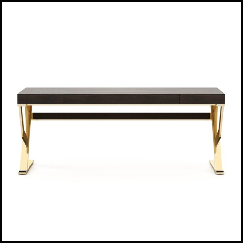 Desk with structure in polished stainless steel in gold finish 174-Golded Cross