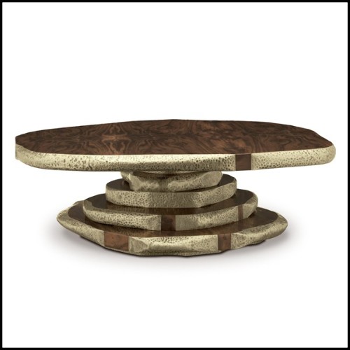 Walnut Slices Brassed Coffee Table 155-Walnut Slices