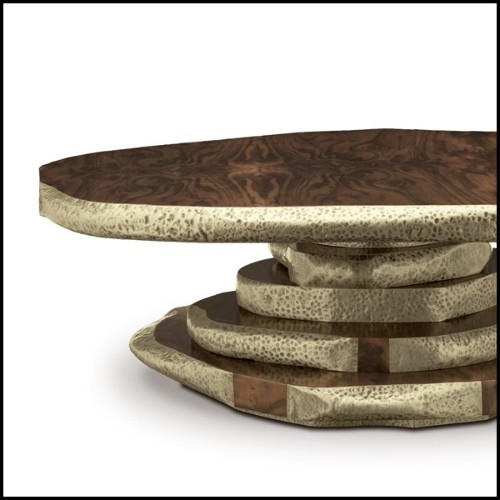 Walnut Slices Brassed Coffee Table 155-Walnut Slices