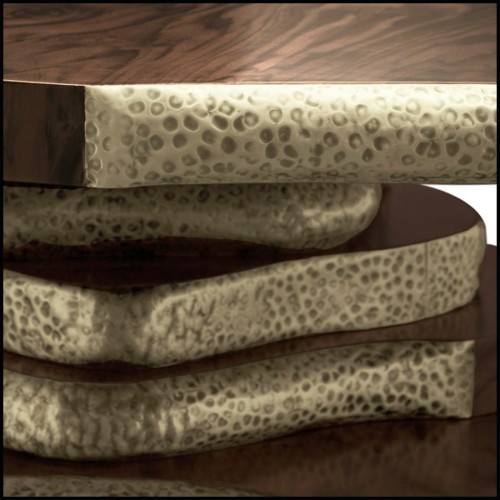 Walnut Slices Brassed Coffee Table 155-Walnut Slices