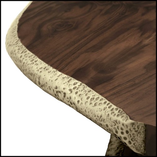 Table basse en placage de palissandre et de noyer avec laiton massif martelé à la main 155-Walnut Slices