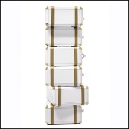 Étagère avec structure en bois massif laqué blanc avec détails laiton plaqué or 177-White Flight Case of 6