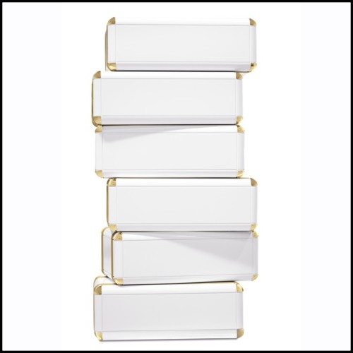 White Flight Case Shelf of 6 Drawers in White Lacquered Finish 177-White Flight Case of 6