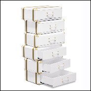 Étagère avec structure en bois massif laqué blanc avec détails laiton plaqué or 177-White Flight Case of 6