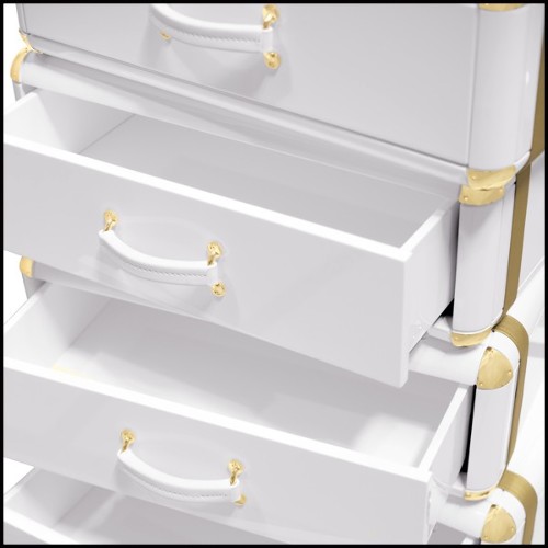 White Flight Case Shelf of 6 Drawers in White Lacquered Finish 177-White Flight Case of 6