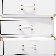 Étagère avec structure en bois massif laqué blanc avec détails laiton plaqué or 177-White Flight Case of 6