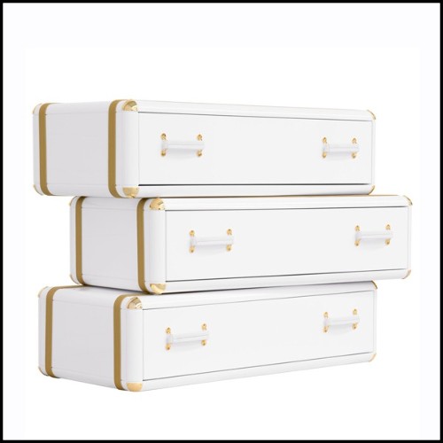 White Flight Case Shelf of 3 Drawers in White Lacquered Finish 177-White Flight Case of 3