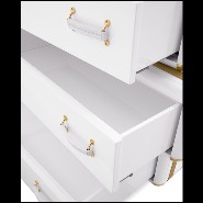 Étagère de 3 tiroirs avec structure en bois massif laqué blanc et détails en laiton plaqué or 177-White Flight Case of 3