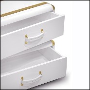 Coffre 2 tiroirs avec structure en bois massif laqué blanc et détails en laiton plaqué or 177-White Flight Case of 2