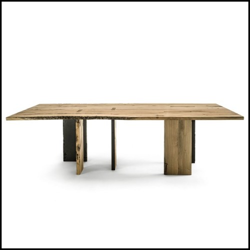 Table de repas avec structure en bois brut de chêne massif naturel 154-Oak Raw