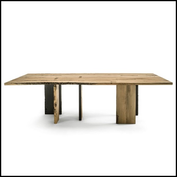 Natural and Burnt Oak Raw Dining Table 154-Oak Raw Natural and Burnt Oak Raw Dining Table 154-Oak Raw