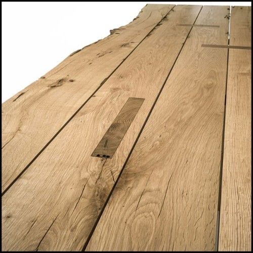 Table de repas avec structure en bois brut de chêne massif naturel 154-Oak Raw