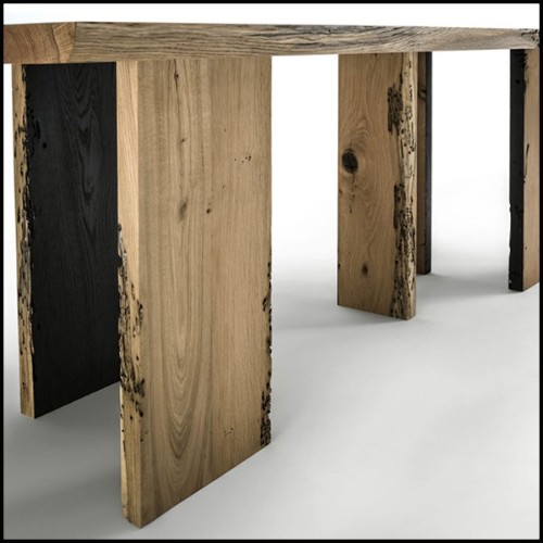 Table de repas avec structure en bois brut de chêne massif naturel 154-Oak Raw