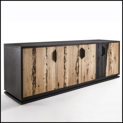 Buffet avec toute la structure en bois brut de chêne massif 154-Burnt Oak Raw