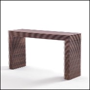 Console table with hand carved structure in varnished solid walnut wood 163-Lines