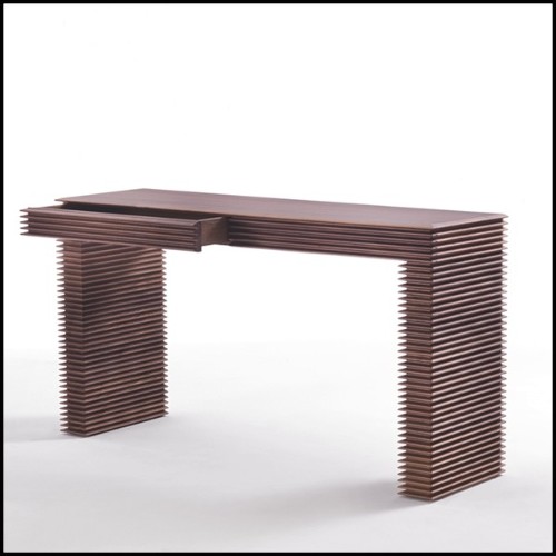 Console avec structure sculptée à la main en bois de noyer massif verni 163-Lines