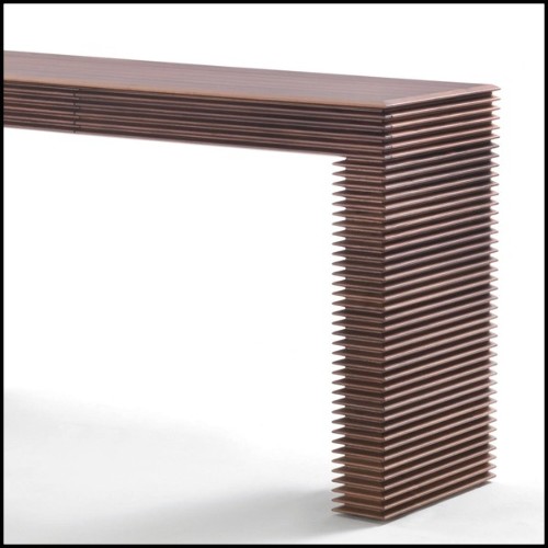 Console avec structure sculptée à la main en bois de noyer massif verni 163-Lines