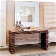 Console table with hand carved structure in varnished solid walnut wood 163-Lines