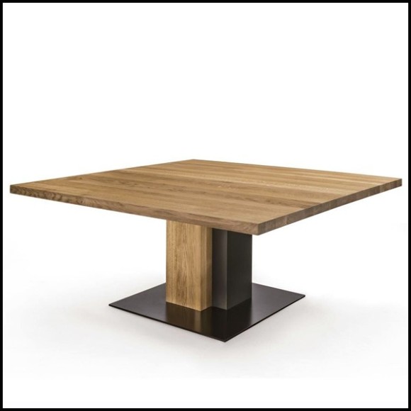 Dining Table in solid natural aromatic cedar wood and with raw steel 154-Cedar and Steel