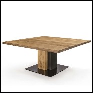 Dining Table in solid natural aromatic cedar wood and with raw steel 154-Cedar and Steel