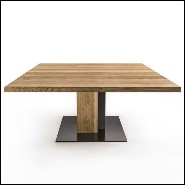 Dining Table in solid natural aromatic cedar wood and with raw steel 154-Cedar and Steel
