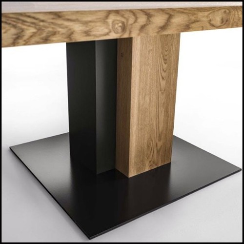 Dining Table in solid natural aromatic cedar wood and with raw steel 154-Cedar and Steel