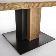 Dining Table in solid natural aromatic cedar wood and with raw steel 154-Cedar and Steel