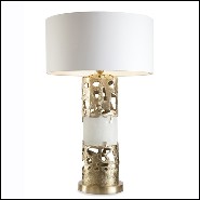 Table lamp in solid forged bronze and in solid selenite 179-Anna