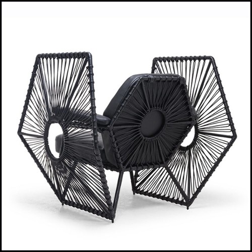 Fauteuil avec structure finition blanche et avec dossier et assise gris 178-Star Wars Fighter