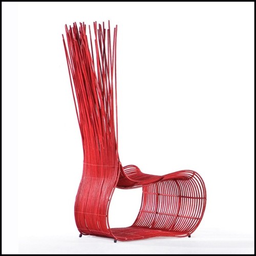 Chaise avec structure en acier finition rouge verte ou naturelle 178-Bundle Lounge