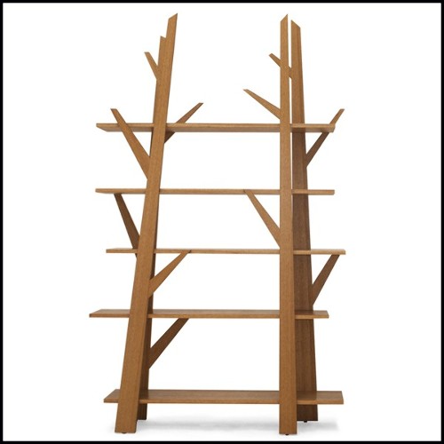 Bibliothèque entièrement fabriquée à la main en chêne massif finition brun foncé 178-Tree Silhouette