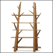 Bibliothèque entièrement fabriquée à la main en chêne massif finition brun foncé 178-Tree Silhouette