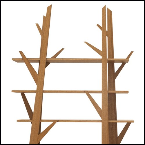 Bibliothèque entièrement fabriquée à la main en chêne massif finition brun foncé 178-Tree Silhouette