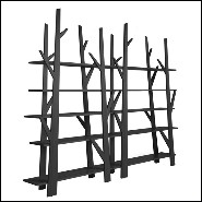 Bibliothèque entièrement fabriquée à la main en chêne massif finition brun foncé 178-Tree Silhouette