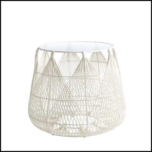 Table d'appoint finition Black avec structure en acier et tresse en polyéthylène 178-Hanging Top