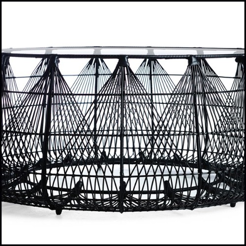 Table basse finition Black or White avec structure en acier et tresse en polyéthylène 178-Hanging Top