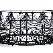 Coffee table in black or white finish with steel structure and polyethylene braided 178-Hanging Top