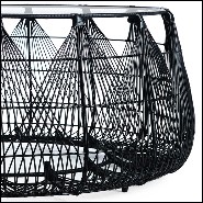 Coffee table in black or white finish with steel structure and polyethylene braided 178-Hanging Top