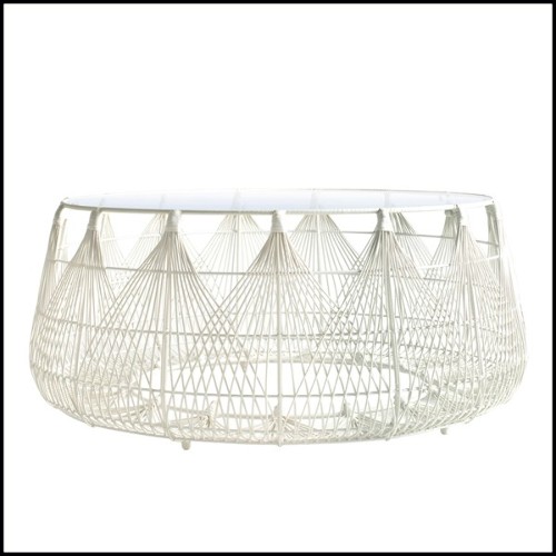 Table basse finition Black or White avec structure en acier et tresse en polyéthylène 178-Hanging Top