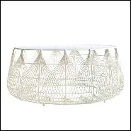 Table basse finition Black or White avec structure en acier et tresse en polyéthylène 178-Hanging Top