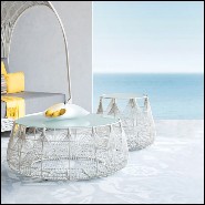 Coffee table in black or white finish with steel structure and polyethylene braided 178-Hanging Top