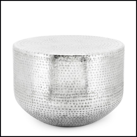 Stool with metal structure hand-hammered 162-Nickeled