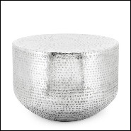 Stool with metal structure hand-hammered 162-Nickeled