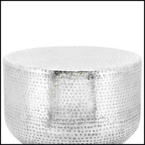 Stool with metal structure hand-hammered 162-Nickeled